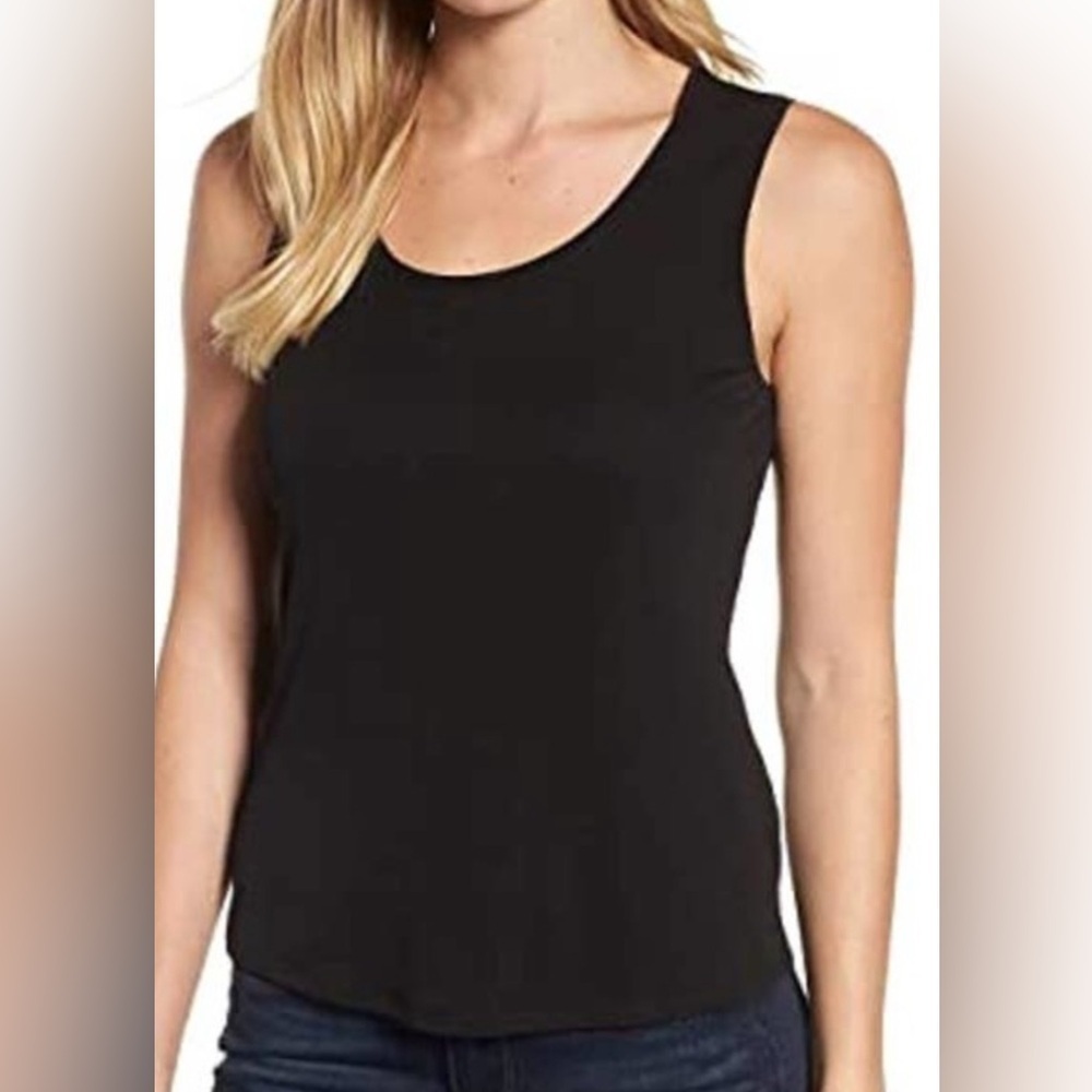 EILEEN FISHER Tank Top PS Stretch Jersey Scoop Neck Sleeveless Peachy Hue